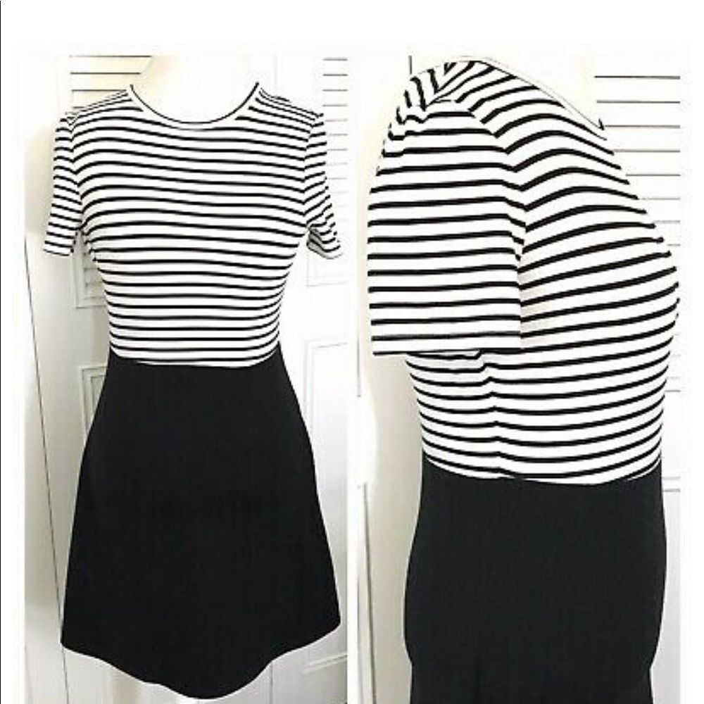 Zara Short Sleeve Striped A-line Dress